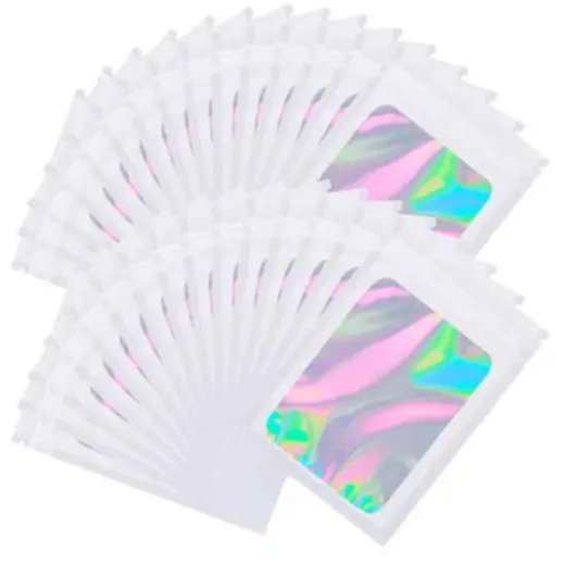 Holographic Mylar Pouch - Pack Of 10 White
